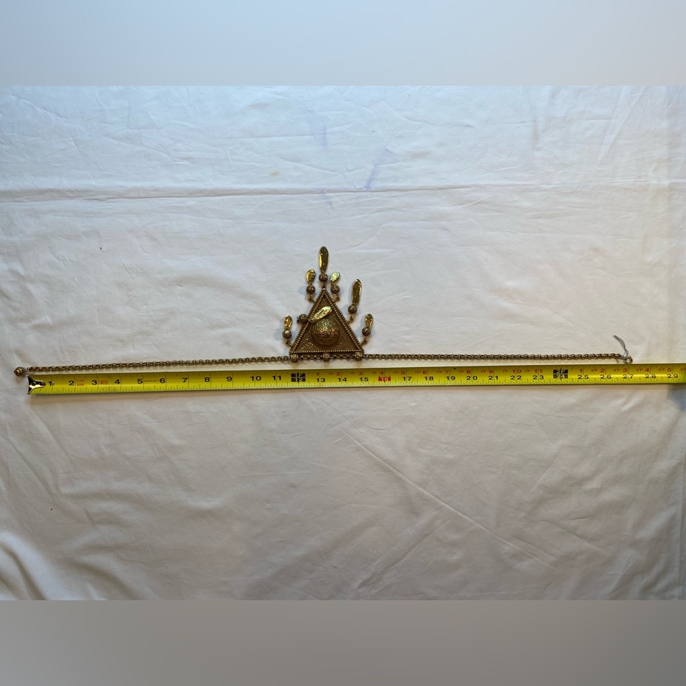 Statement Necklace, Large Triangle Decorated W/Be… - image 7